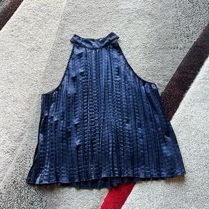 Cloth & Stone Blue Pleated Tank Top